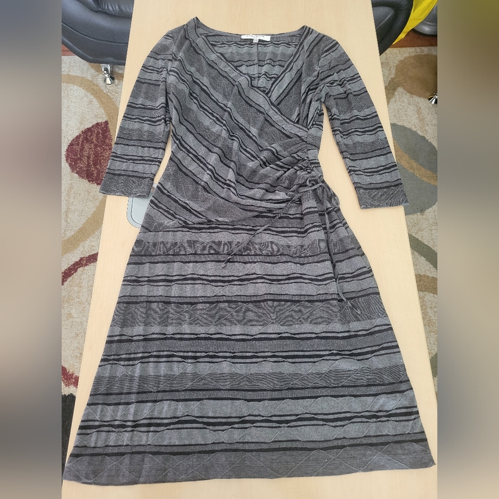 Evan Picone Womens Dress Size 10 Grey & Black Striped
